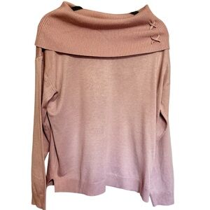 Tint & Shadow Sweater Women Pink Large Cowl Neck Soft Tight Knit Top NEW w/ Tags